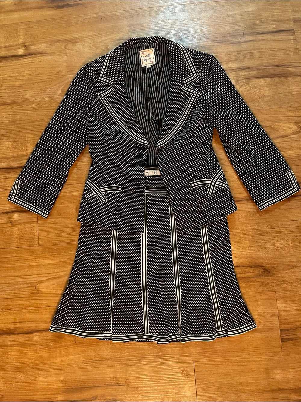 Nanette Lepore Black and White Striped Lined Jacket